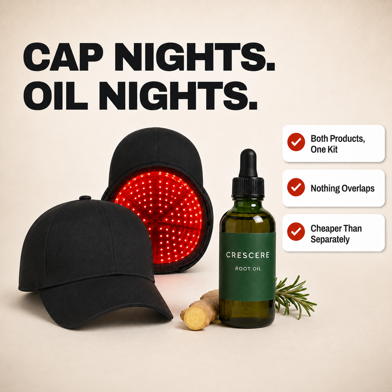 Crescere Complete Routine — Red Light Cap + Root Oil