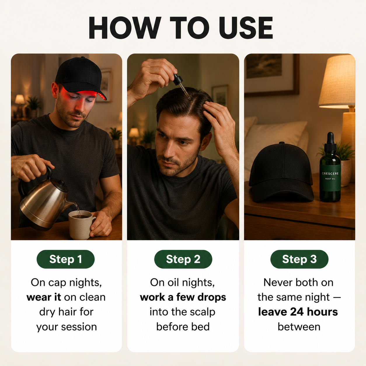 Crescere Complete Routine — Red Light Cap + Root Oil